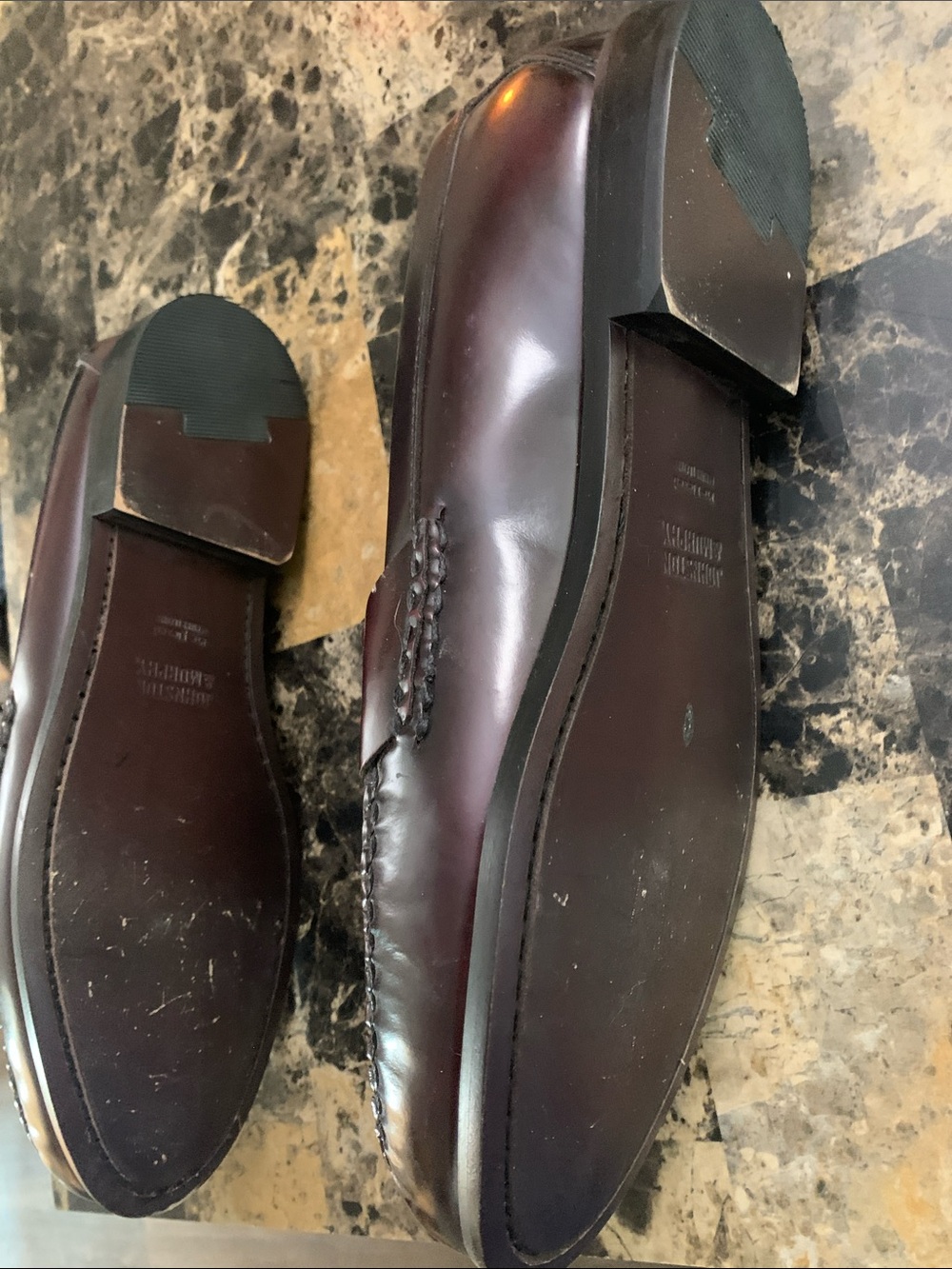 Johnston & Murphy Men's Burgundy Leather Penny Loafers - Picture 3 of 4